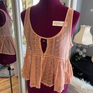 American Rag Coral Lace Peplum Tank Top